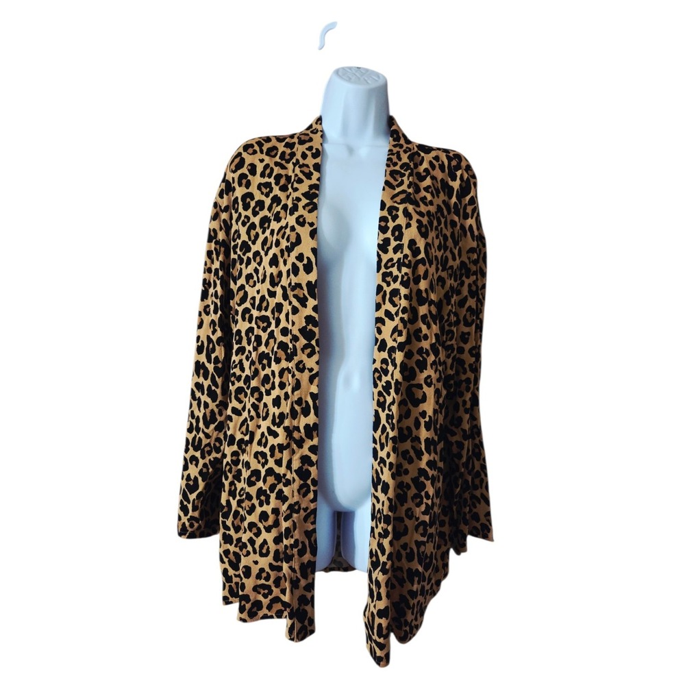 Treasure & Bond Leopard Print Open Long Line Cardigan Top Long Sleeve S